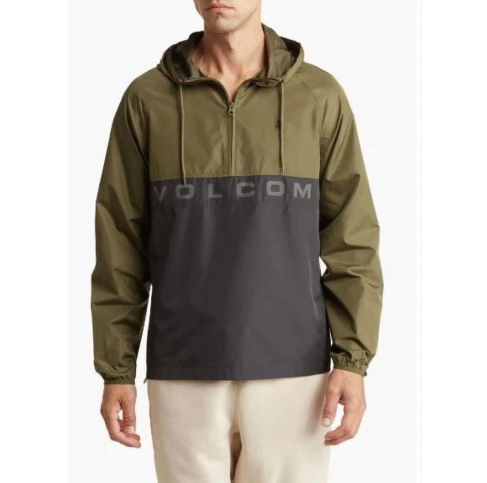 VOLCOM Wavern Windbreaker Hooded Jacket sz S Small Green Streetwear Skate